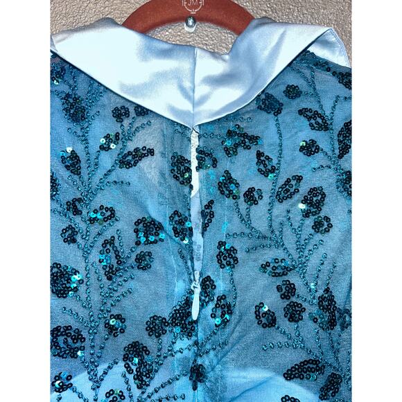 TS Couture Lin Ting Evening Gown Sky Blue Sequin Lace Satin A-Line With Tags - Picture 8 of 10